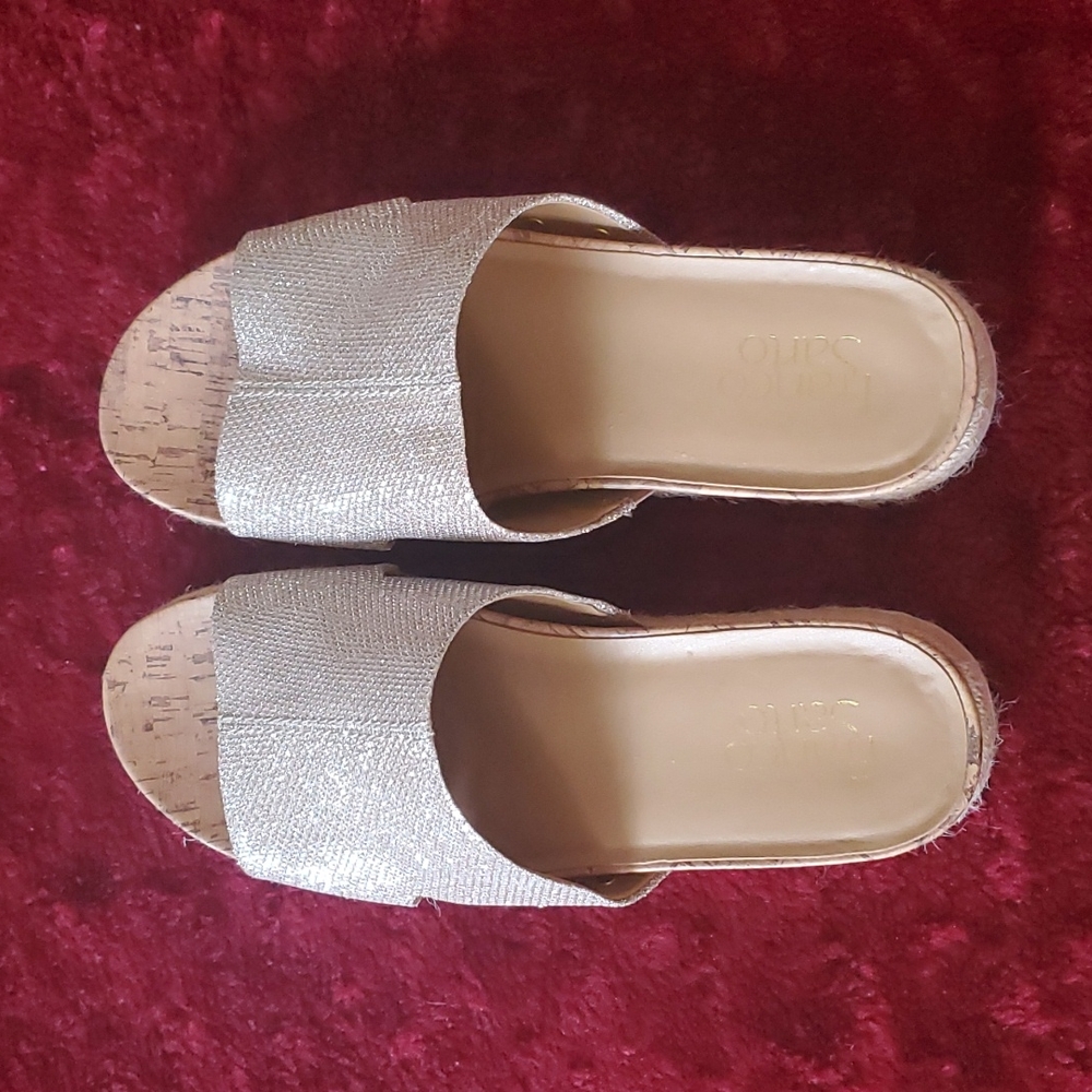 Franco Sarto Metallic Gold Slide Sandals